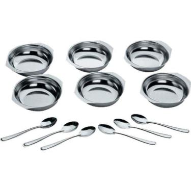 Imagem de Conjunto Tigelas 12 Peças Taças Colher Sobremesa - 23084 - Golden inox