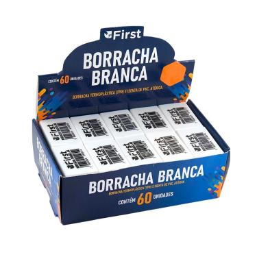 Imagem de Caixa com 60 Borrachas Escolares Pequenas Macias para Apagar Traços de Lápis sem Manchar Branca