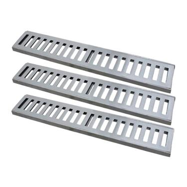 Imagem de Kit 3 Ralo Grelha Linear 7007X3GDA Captação de Águas Pluviais Alumínio Polido Prata GDA Industria e Distribuidora