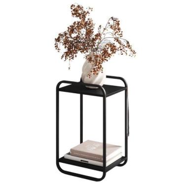 Imagem de Mesa Lateral Luna 40 cm Pes Metalicos Artesano, Nero Preto