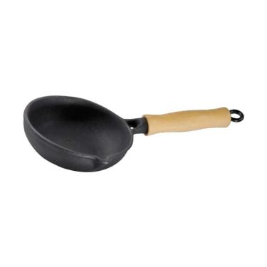 Imagem de Frigideira de Ferro Fundido Cabo Madeira para Ovos 15CM 0,5L Preta Libaneza