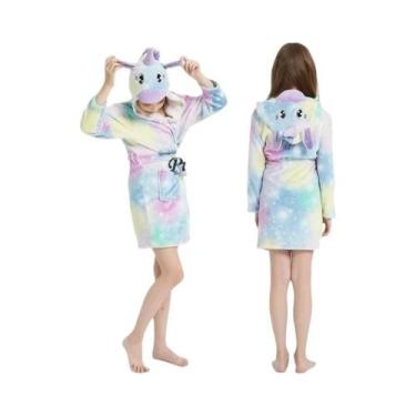 Imagem de Roupão Kigurumi Infantil Com Estampa De Estrelas Azuis E Unicórnio Par