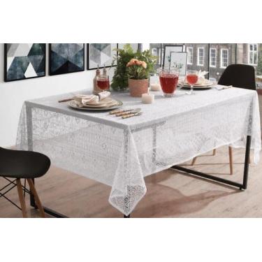 Imagem de Toalha de Mesa 6 Lugares Retangular Rendada Clássica 220x150cm Diverso