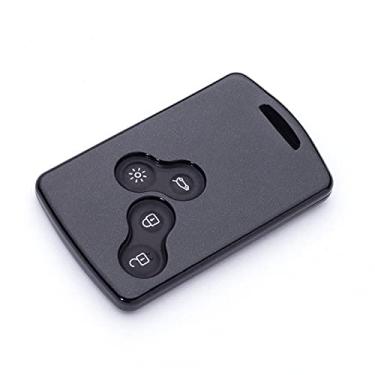 Imagem de WSWJDW Porta-chaves com 4 botões Porta-chaves do carro Capa Porta-chaves Anel Bolsa para chaves, adequado para espanador Renault Captur Clio Logan Megane 1 2 3 Koleos Scenic, Preto