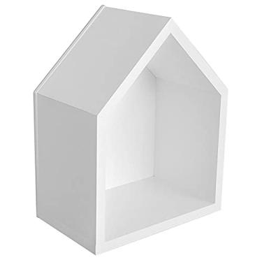 Imagem de Nicho de Parede Decorativo Casinha Quarto Bebê 32cm x 25cm x 16cm MDF Branco