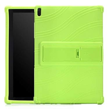 Imagem de CHAJIJIAO Capa ultrafina para tablet Lenovo Tab E10 capa protetora de silicone com suporte invisível capa traseira (cor: verde)