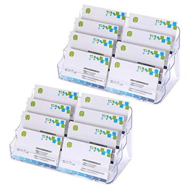 Imagem de Suporte de cartão de acrílico Hipiwe com 2 peças, 8 bolsos, suporte de cartão de visita em acrílico, bancada de mesa, display de enchimento de cartão