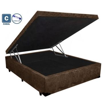 Imagem de Baú Casal Marrom Gold Suede  138x188x41