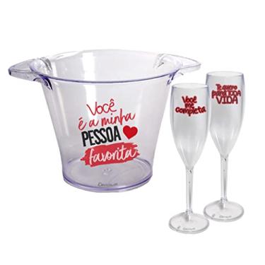 Imagem de KIT BALDE DE GELO 5L COM 2 TAÇAS CHAMPANHE 170 ML TEMA NAMORADOS VOCÊ É MINHA PESSOA FAVORITA