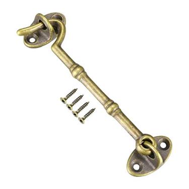 Imagem de 1 peça de gancho de cabine 10,5 cm de latão sólido gancho e olhal adequado para fechaduras e travas de porta de celeiro gancho cobre puro