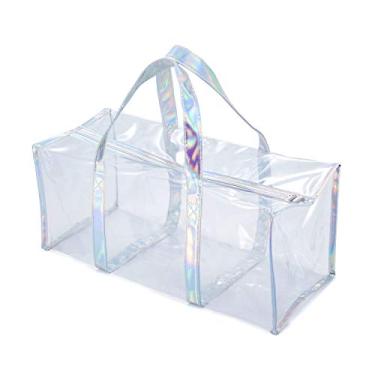 Imagem de Sacola de PVC transparente para artigos de higiene pessoal, maquiagem, eventos de estádio, trabalho, praia - à prova d'água, Quadrada, 17.72x7.87x7.48 Inch (Pack of 1), Sacola grande transparente de