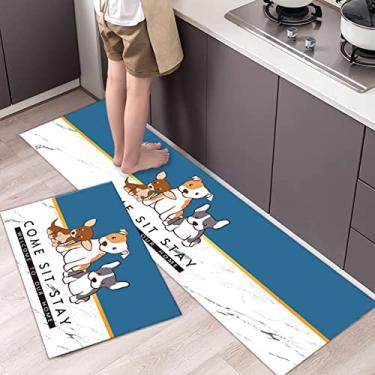 Imagem de Conjunto de 2 tapetes de cozinha antifadiga, antiderrapante, espessos, acolchoados, tapetes de cozinha com corredor, tapetes resistentes e confortáveis, à prova d'água, tapete de cozinha, 40 x 119 cm