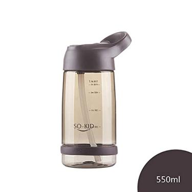 Imagem de Garrafa de água ao ar livre com garrafas esportivas de palha à prova de vazamentos da escola ecológica com a tampa de plástico de camping de camping BPA Livre (Color : Brown-550ml)