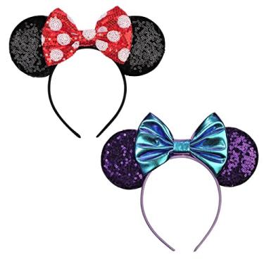 Imagem de FANYITY Orelhas de fantasia da Minnie, 2 faixas de cabeça para orelhas de Mickey para meninas e mulheres, tamanho livre (HEBD+ZE)