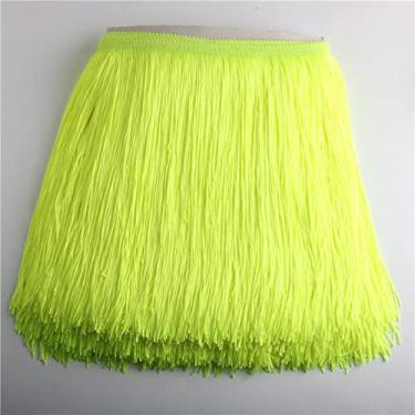 Imagem de 10 jardas/lote 30 cm de comprimento franja de renda guarnição de borla para diy vestido latino acessórios de roupas de palco fita de renda, amarelo fluorescente, 5 jardas