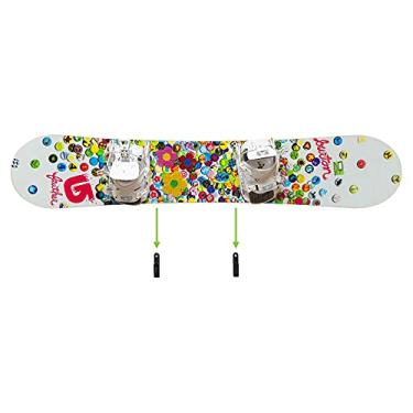 Imagem de HIDEit Mounts HBoard Clipes horizontais de montagem na parede, montagem horizontal de snowboard de aço preto e borracha mergulhada em montagem de parede para snowboards adultos e jovens