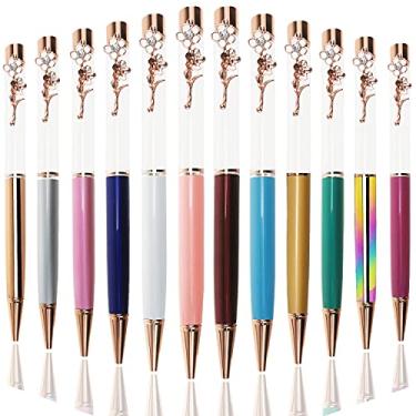 Imagem de Oddmoal Pacote com 12 canetas esferográficas flutuantes de tubo vazio colorido com enchimento de areia de flor líquida, canetas esferográficas de metal vazias para presente