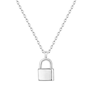 Imagem de PAVOI Colar bonito banhado a ouro branco 14K | Colares fofos femininos | Colar de amizade | Colar com pingente de trava