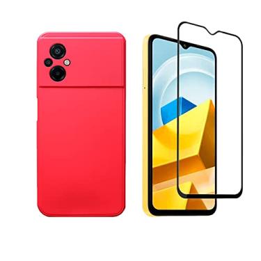 Imagem de Capa Anti Impacto Aveludada Xiaomi Poco M5 + Pelicula 21D Cor:Vermelho