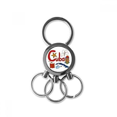 Imagem de Chaveiro de metal de aço inoxidável com símbolo nacional de Cuba para presente, Multicolorido.