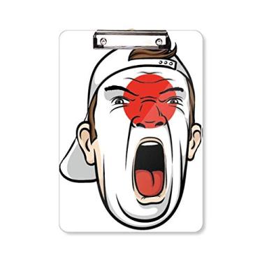 Imagem de Bandeira do Japão maquiagem facial gritando boné pasta bloco de escrita placa de suporte A4