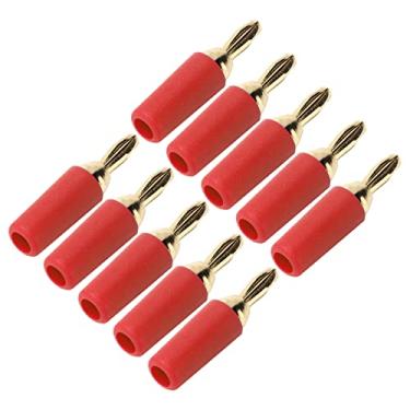 Imagem de 10 Unidades de Plugue Banana Ouro de 2,5 Mm, Conector de Plugue Banana Conjunto de Plugue Banana Banhado a Latão Tipo de Solda Conector Macho Kit de Acessórios (Vermelho)
