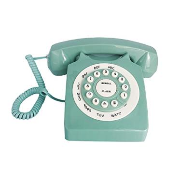 Imagem de Benotek Telefone fixo retrô Beneno verde design clássico rotativo antigo com cordão para casa e escritório, telefones básicos anos 80 para idosos