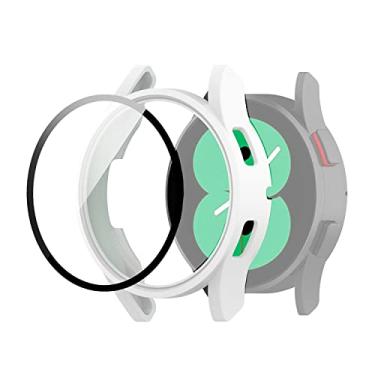 Imagem de Capa Case com Película de Vidro 3D compatível com Samsung Galaxy Watch 4 40mm SM-R860 e SM-R865 - Marca LTIMPORTS (Branco)