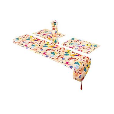 Imagem de Letuwj Toalha de mesa de linho com borlas para boneco de neve de Natal estampado 180 x 35/44 x 29/37 x 18