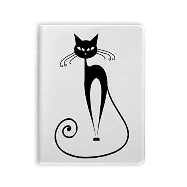 Imagem de Caderno de silhueta de gato preto cauda longa capa de goma Diário capa macia