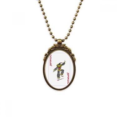 Imagem de DIYthinker Colar com pingente vintage de latão antigo com padrão de cartas de baralho Coringa vermelho presente de luxo