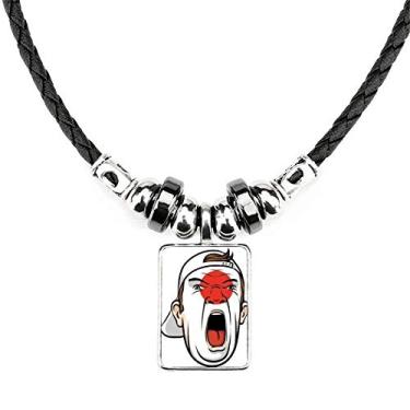 Imagem de DIYthinker Bandeira do Japão maquiagem chapéu gritando colar joia torque pingente de corda de couro