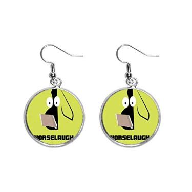 Imagem de Brinco de cavalo verde com boca larga brinco pendente prata joia feminina