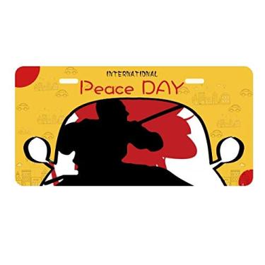 Imagem de DIYthinker Placa de licença japonesa Samurai Sakura contorno asiático placa etiqueta decoração carro dia da paz
