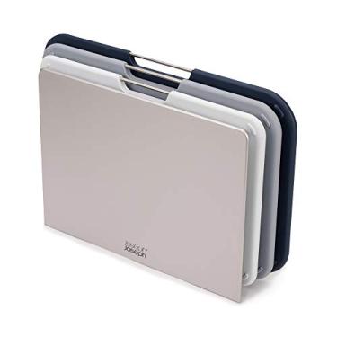 Imagem de Joseph Joseph Conjunto de 3 peças de tábua de corte codificada por cores Nest com suporte de armazenamento, regular - cinza/azul