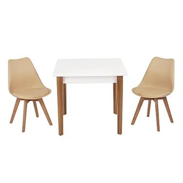 Imagem de Conjunto Mesa de Jantar Luiza 80cm Branca com 2 Cadeiras Leda - Nude