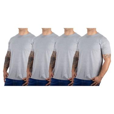 Imagem de Kit 4 Camisetas Básicas Masculina Algodão Premium Slim Fit Cor:4 Cinza;Tamanho:G