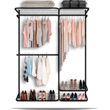 Imagem de Arara Cabideiro Aramado Trilho Sapateira Maleiro 1,60m PT