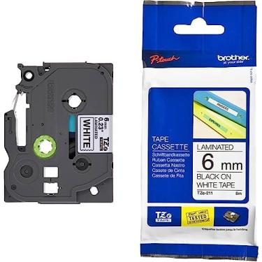 Imagem de Fita Para Rotulador Brother TZE211, 6mm, Preto sobre Branco Laminada