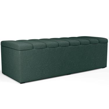 Imagem de Calçadeira Recamier Baú Para Cama De Casal King Dália 195x50 cm W01 Linho Verde Musgo - Lyam
