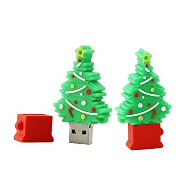 Imagem de Flash Drive USB 8GB em forma de árvore de Natal USB 2.0 Stick Flash Disk Pen Drive U Disk Pen Drive USB 2.0 Stick PenDrive USB Drive Memory Stick Armazenamento externo Disco USB com corrente (verde)