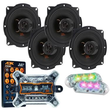 Imagem de Kit 4 Alto Falantes 5  JBL FLEX4 5TRFX55 220 Watts Rms + Kit 2 Strobo AJK 6W Ritimico 3.0