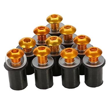 Imagem de Porca de roda 10 peças 5 mm/0,20 polegadas motocicleta moto moto pára-brisas kit de parafusos de para-brisa acessórios peças para novas tampas de porca de roda (cor: dourado)
