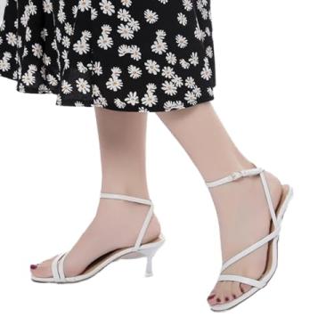 Imagem de Sandálias gladiadoras de salto alto com tiras no tornozelo femininas retrô sandálias de dedo quadrado feminino sólido salto fino sapatos romanos