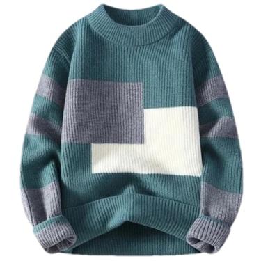 Imagem de KANG POWER Suéter masculino quente outono inverno pulôver solto gola redonda suéter de malha, 23971en8, Medium