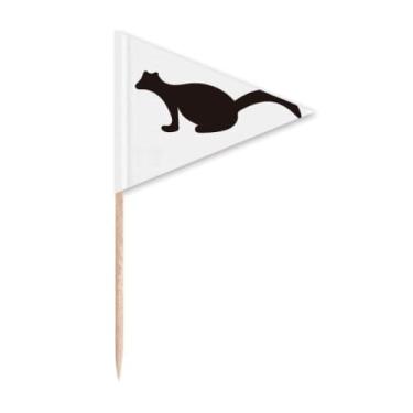 Imagem de Bandeira de enfeite de cupcake triangular de palito de dente com retrato de animal Polecat preto