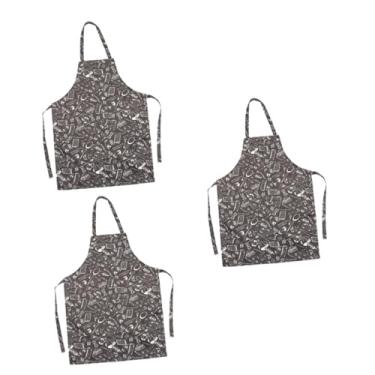 Imagem de Zerodeko 3 Pecas avental de chef cozinhar linho aventais para mulheres com bolsos macacão branco avental de padaria avental de pescoço doméstico ferramenta Trabalhos poliéster