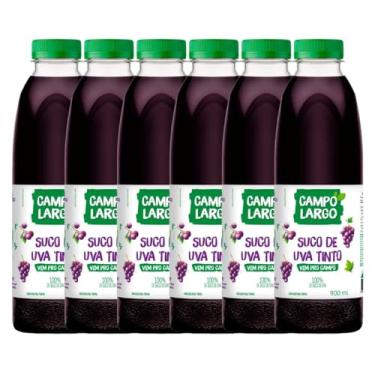 Imagem de Kit 6x Suco De Uva Tinto Campo Largo Garrafa 900 Ml Natural Sem Glúten Sem Conservante Fardo