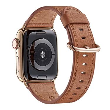 Imagem de WFEAGL Pulseira feminina de couro genuíno para Apple Watch SE 3, 2, 1 e séries 11, 10, 9, 8, 7, 6, 4, 3, 2 e 1 de 41 mm, 40 mm, 38 mm e 42 mm (série 11 10)