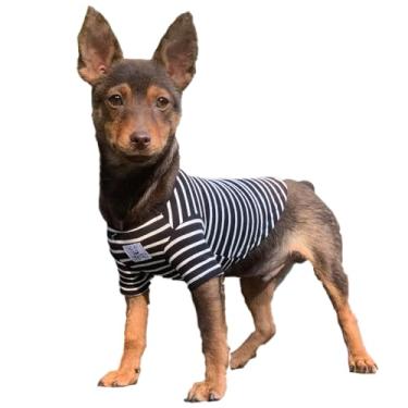 Imagem de YQYS Camisetas para cães de estimação, listradas, de algodão, para cães e gatos pequenos, roupas para cachorros, roupas para cães, xícara de chá, roupas para cães chihuahua Yorkie Poodle preto branco